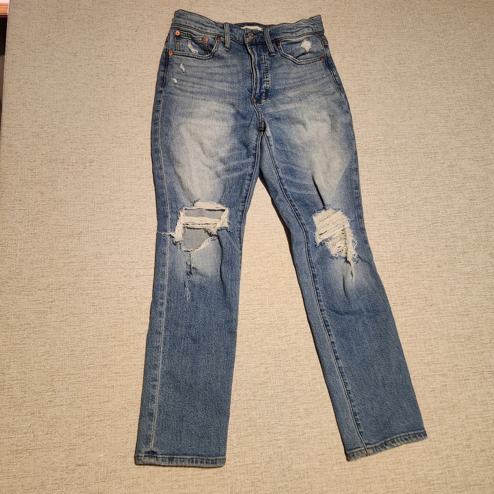 Madewell The Perfect Vintage Jean Women 25 Blue Distressed High Rise Straight